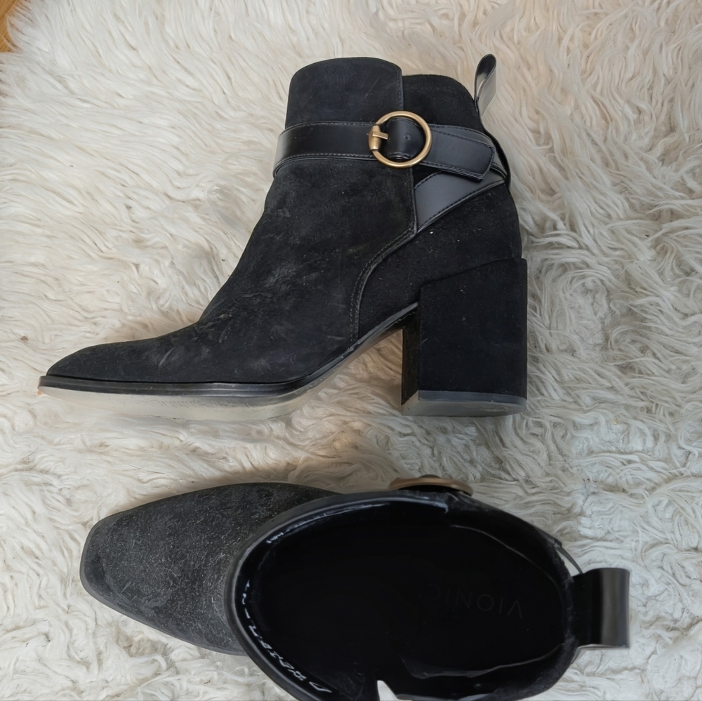 Vionic Tenley Black Suede Waterproof Ankle Boots Size 8  Orthotic Arch Comfort